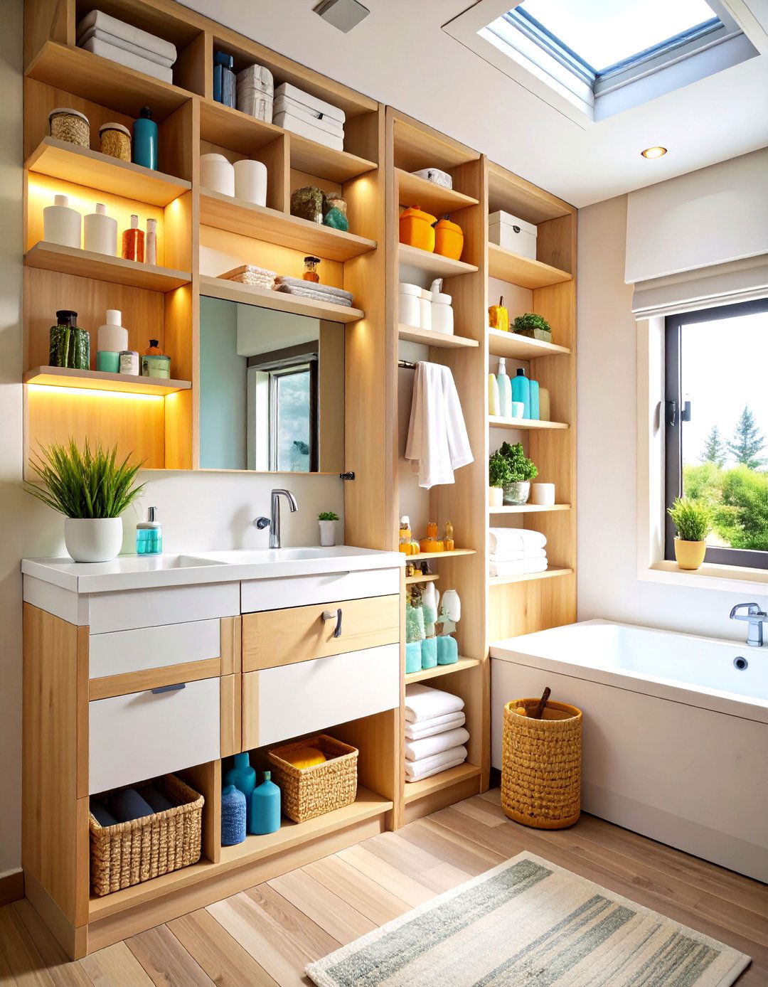 Vertical Storage Tower Organization - 24 Small Rv Bathroom Ideas