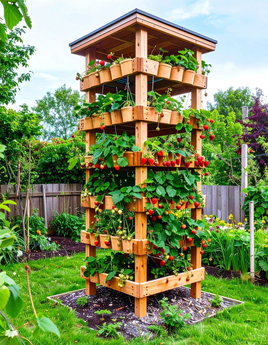 Vertical Strawberry Tower System - 24 Vertical Garden Ideas