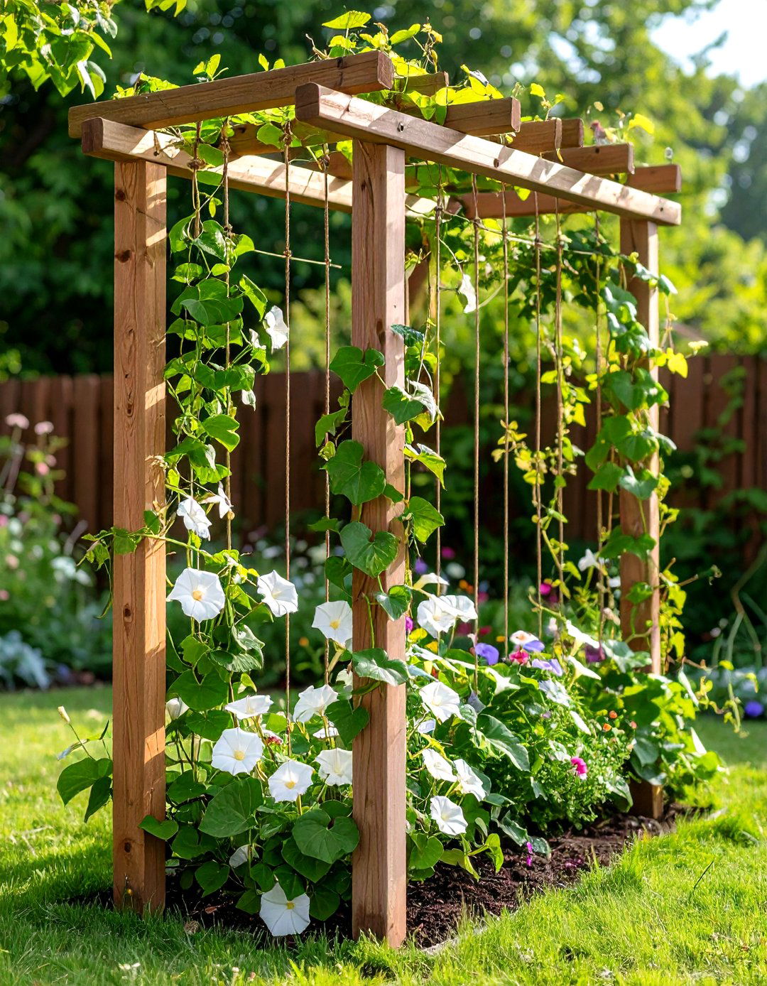 Vertical String Trellis for Annual Vine Support - 24 Garden Trellis Ideas
