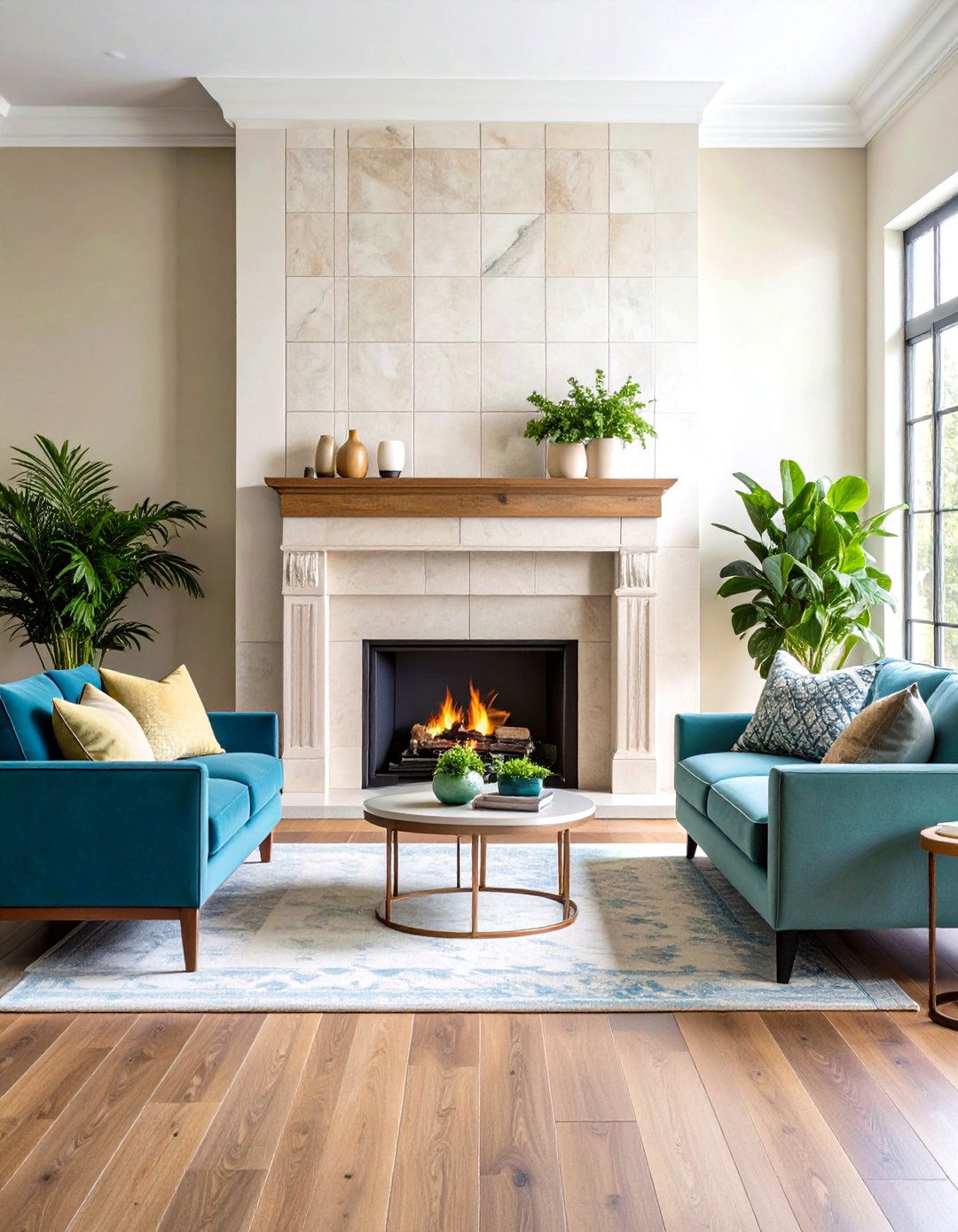 Vertical Tile Installation Fireplace - 24 Mid-century Modern Fireplace Ideas