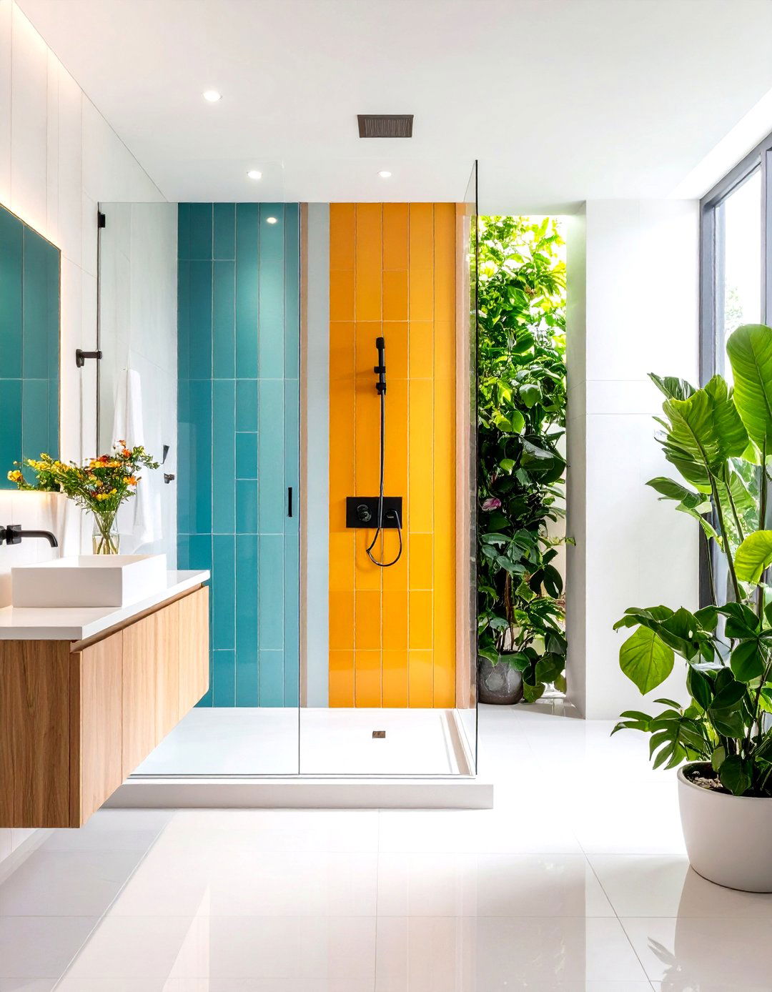 Vertical Tile Pattern Layout - 24 Small Bathroom Walk-in Shower Ideas