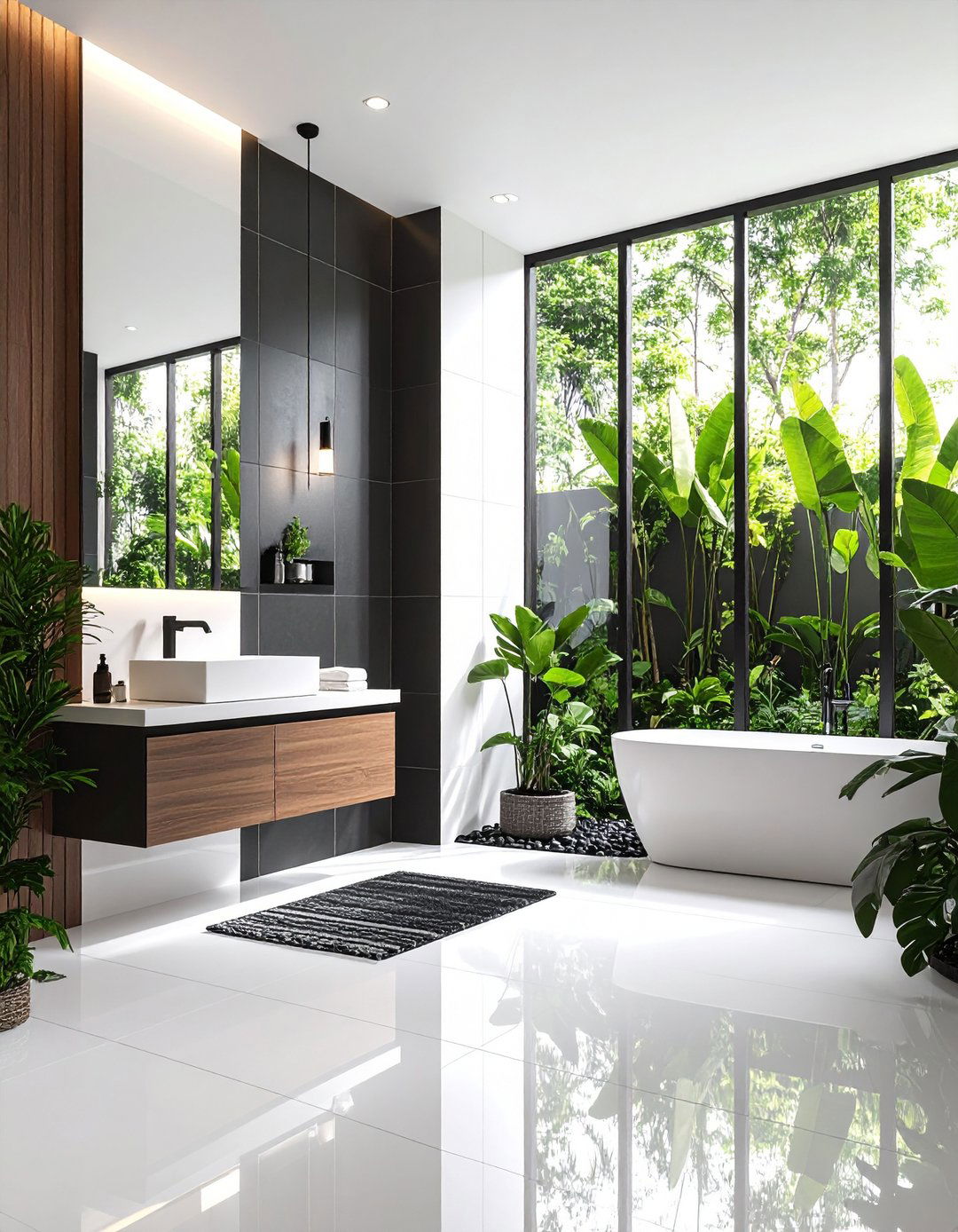 Vertical Versus Horizontal Layouts - 24 Black and White Bathroom Tile Ideas