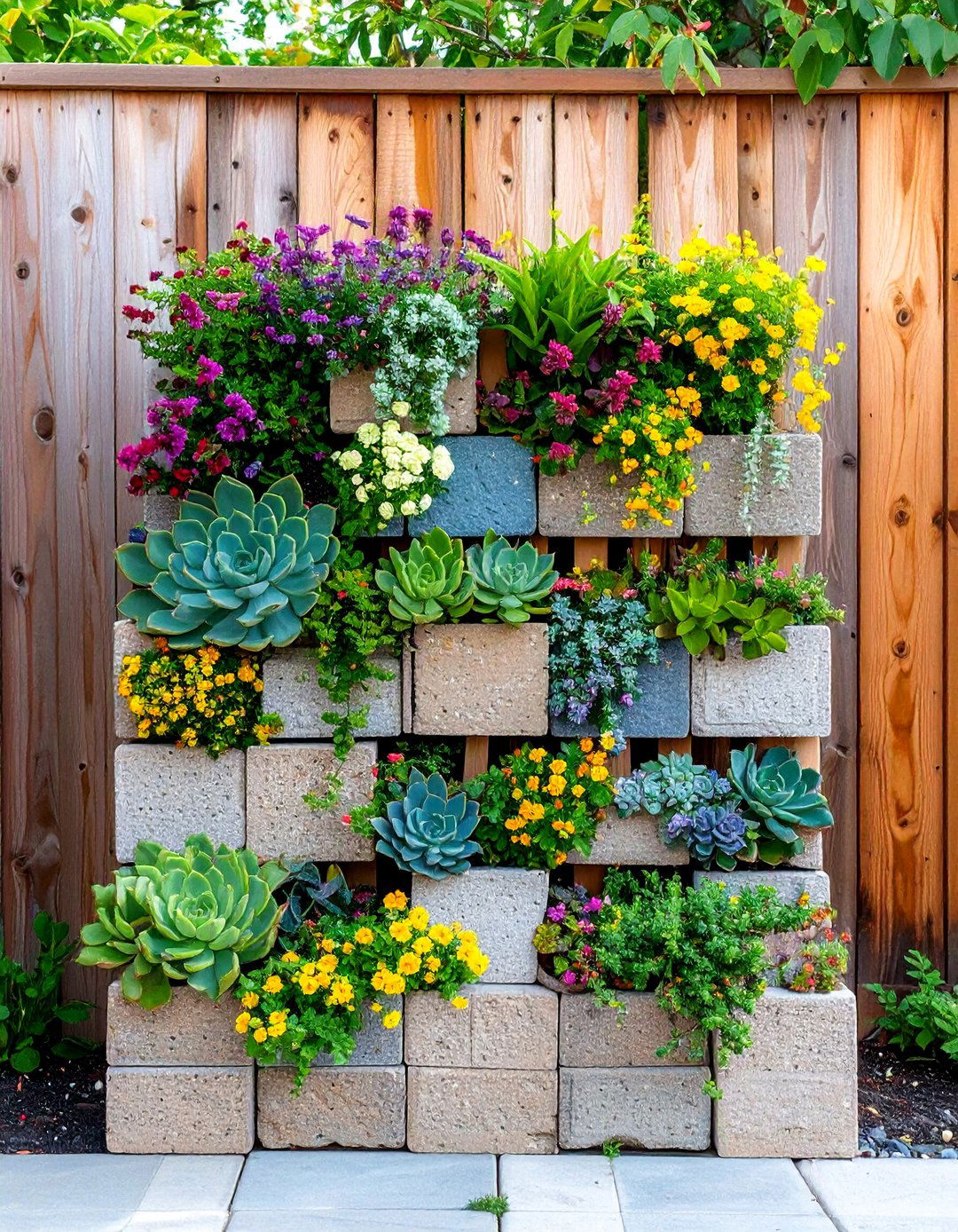 Vertical Wall Planters - 24 Cinder Block Garden Ideas