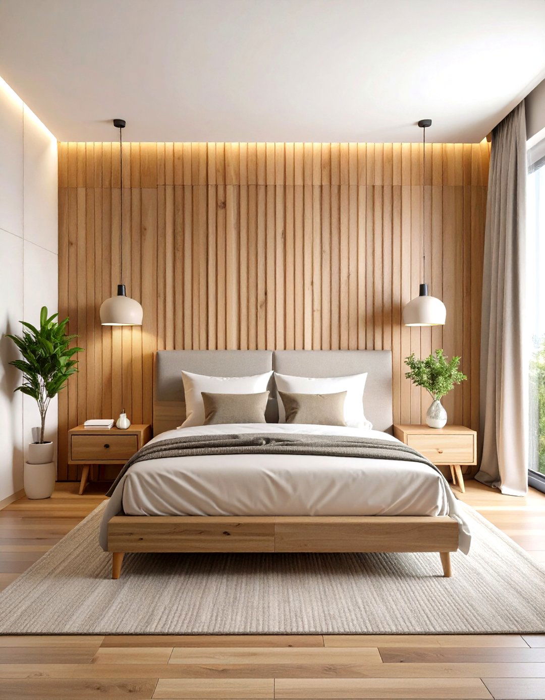 Vertical Wood Slat Accent Wall - 24 Bedroom Accent Wall Ideas