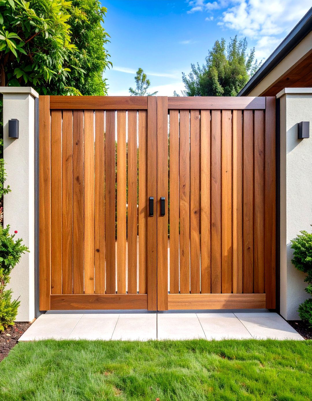 Vertical Wood Slat Contemporary Gate - 24 Front Door Gate Ideas