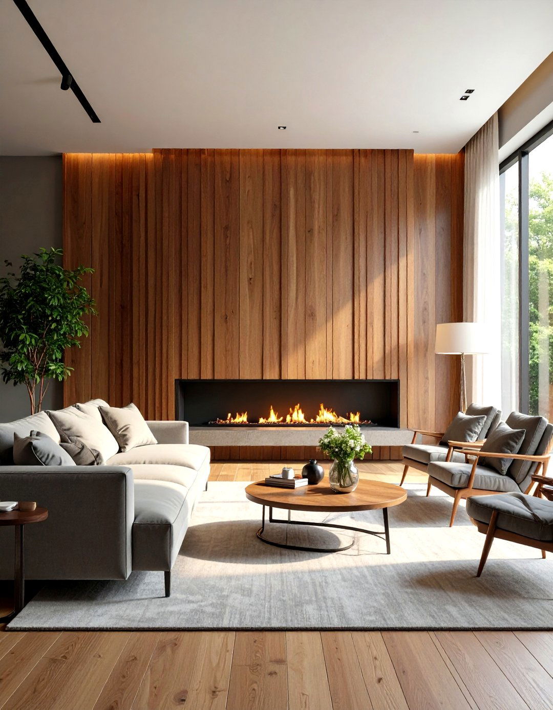 Vertical Wood Slat Walls - 24 Fireplace Wall Ideas