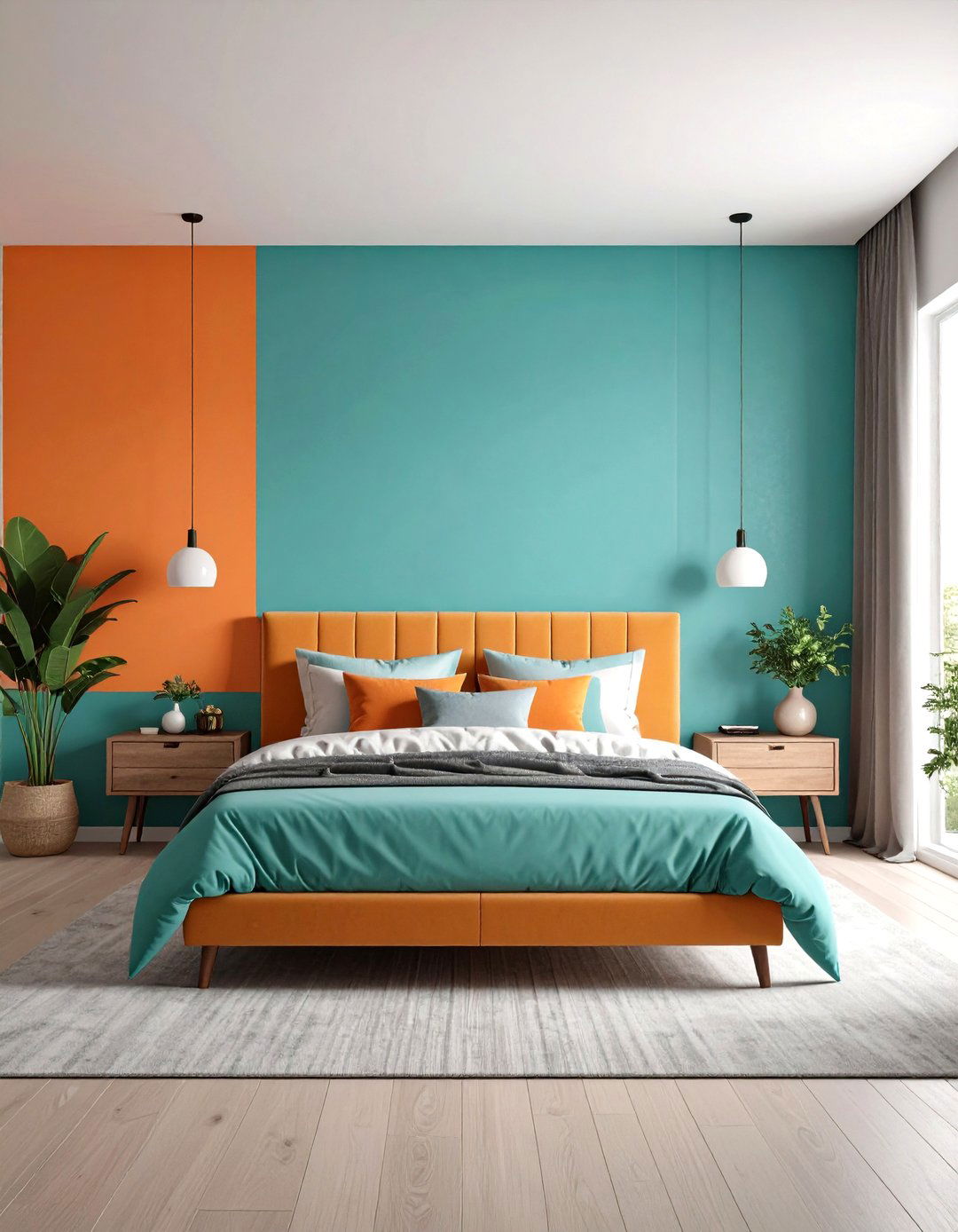 Vibrant Color Blocking Walls - 24 Mexican Bedroom Ideas