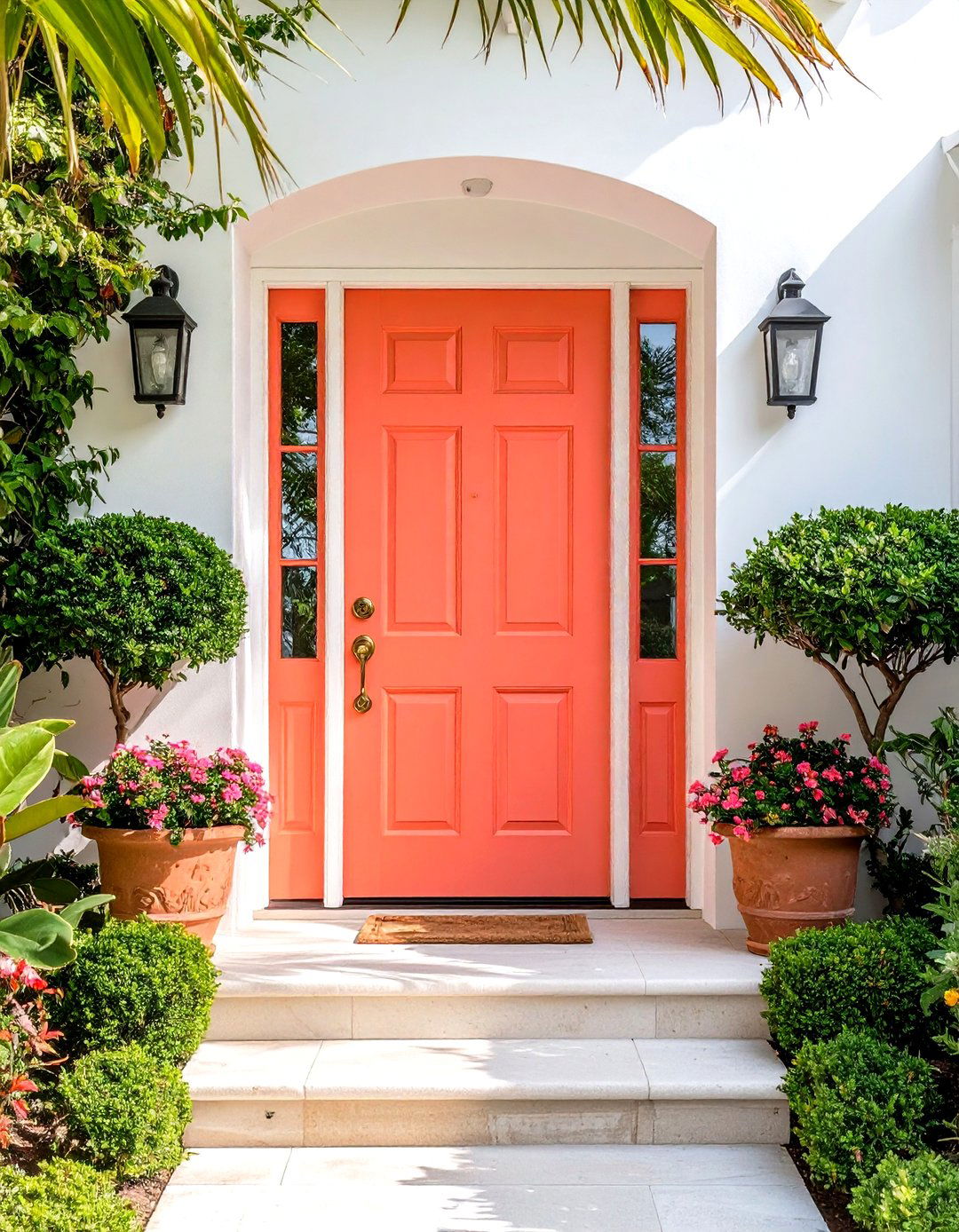 Vibrant Coral Front Door - 24 Front Door Color Ideas