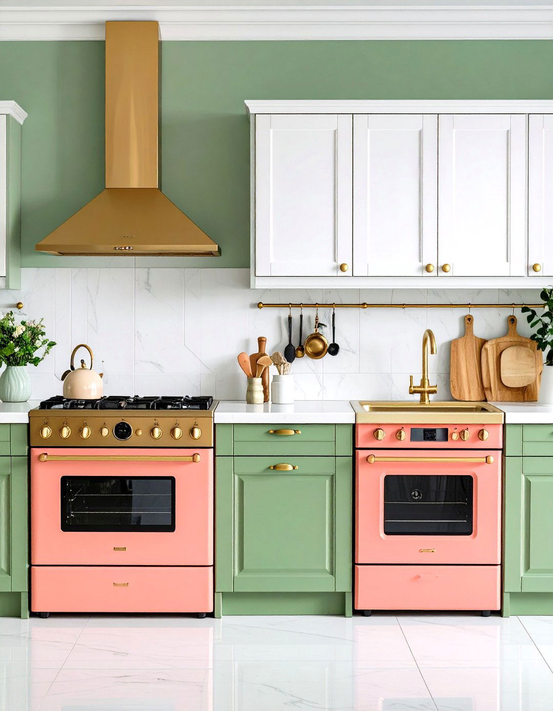 Vibrant Coral Kitchen Accents - 24 Kitchen With Colored Appliances Ideas