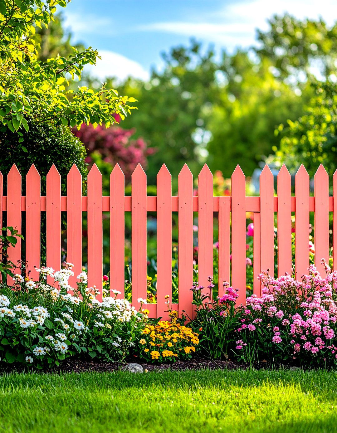 Vibrant Coral and Pink Accent Walls - 24 Fence Painting Ideas
