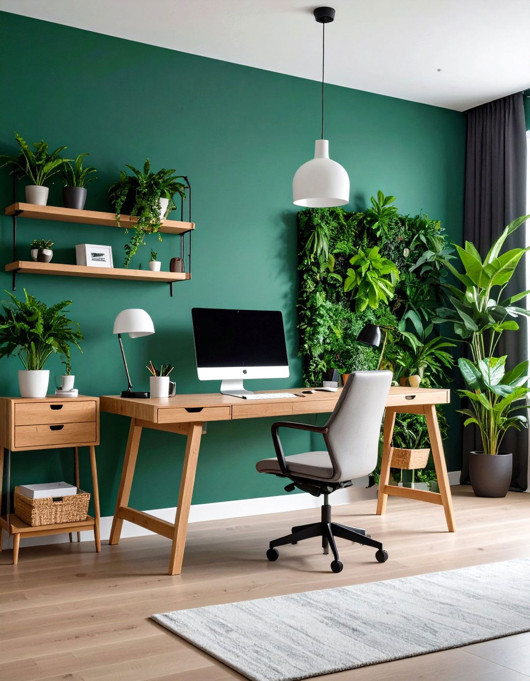 Vibrant Green Office Accent Walls - 24 Office Accent Wall Ideas