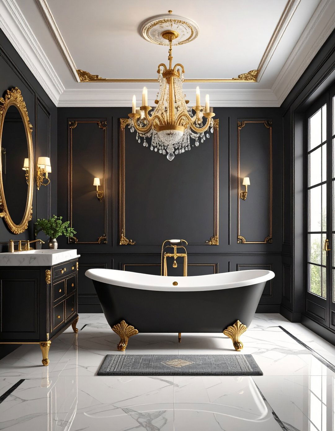 Victorian Black Gold Grandeur - 24 Black and Gold Bathroom Ideas