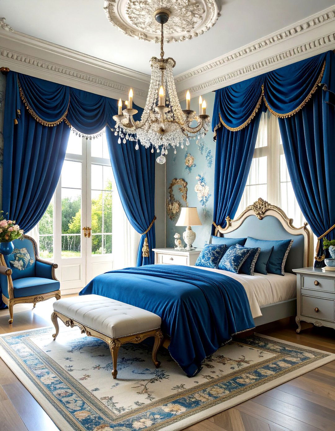 Victorian Blue Grey Romanticism - 24 Blue and Grey Bedroom Ideas