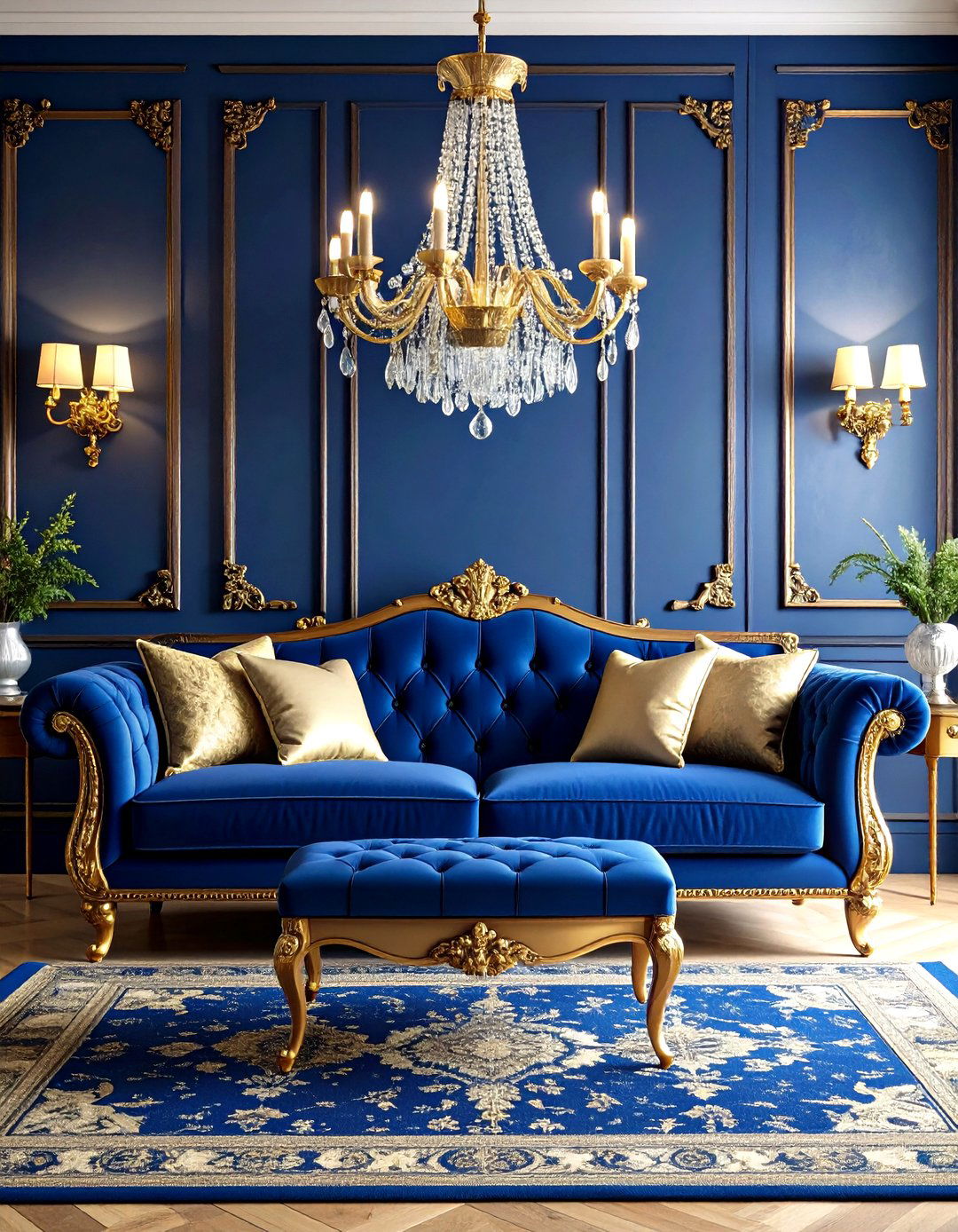 Victorian Blue and Gold Opulence - 24 Blue and Gold Living Room Ideas