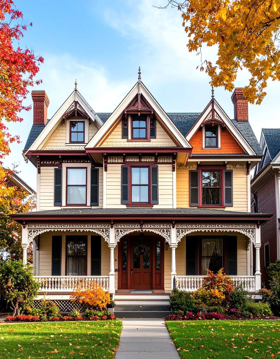 Victorian Brown Gingerbread with Cream Siding - 24 Cream and Brown House Exterior Ideas