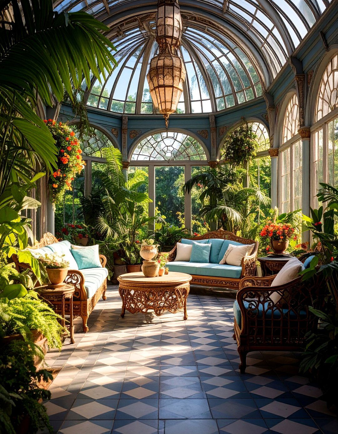 Victorian Conservatory Garden with Specimen Palms - 24 Garden Focal Point Ideas