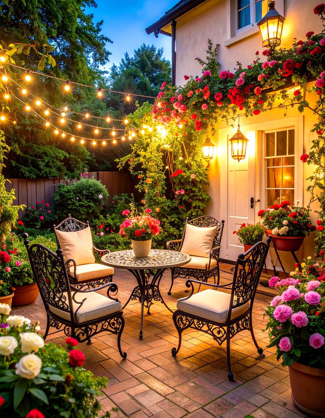 Victorian Cottage Patio with Vintage Charm - 24 Small Patio Ideas