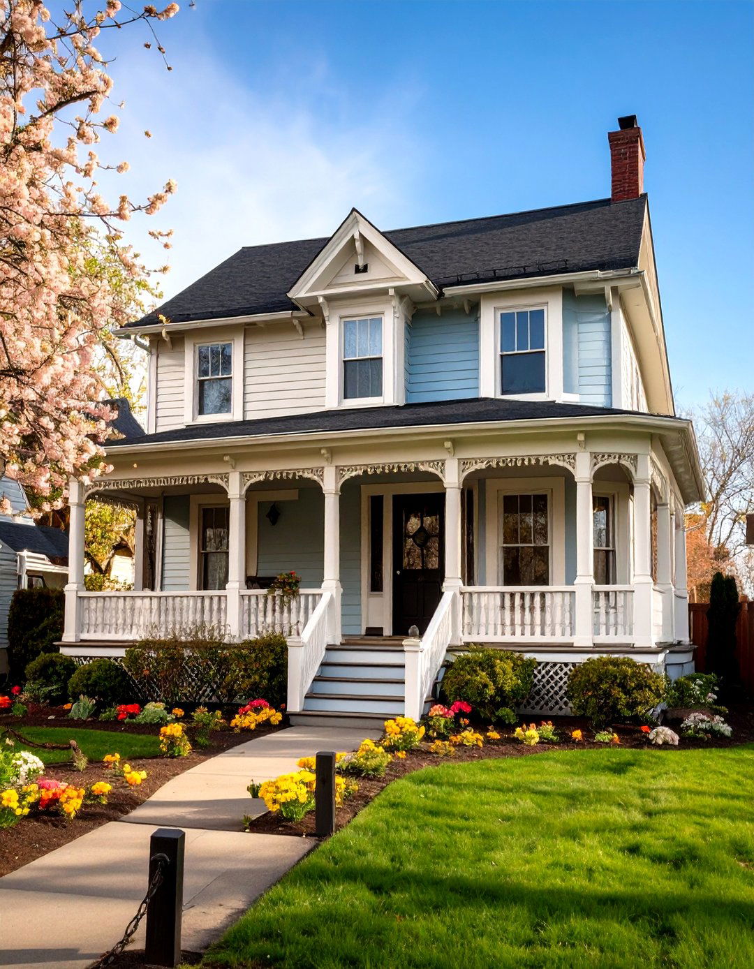 Victorian Cottage Romance - 24 houses with black roofs