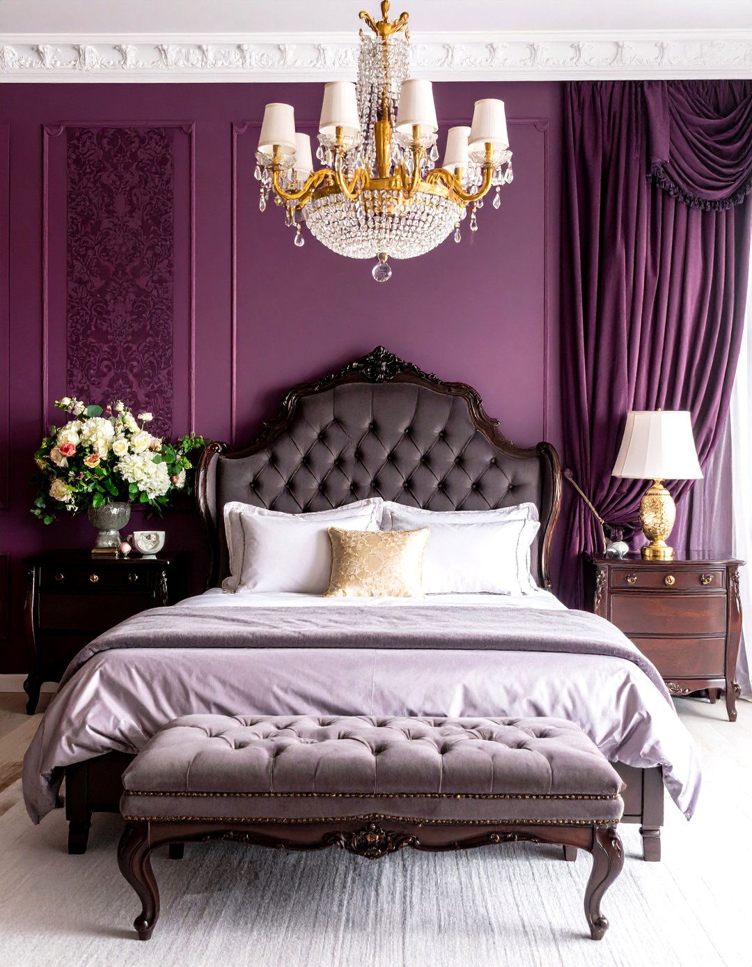 Victorian Dark Damask - 24 Dark Bedroom Ideas