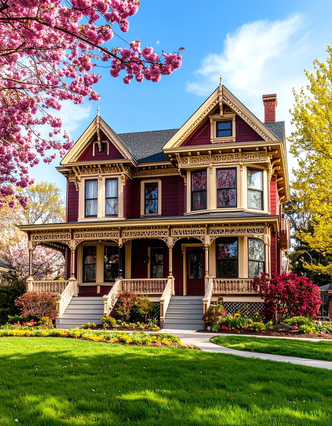 Victorian Dark Red Painted Lady - 24 Dark Red House Exterior Ideas