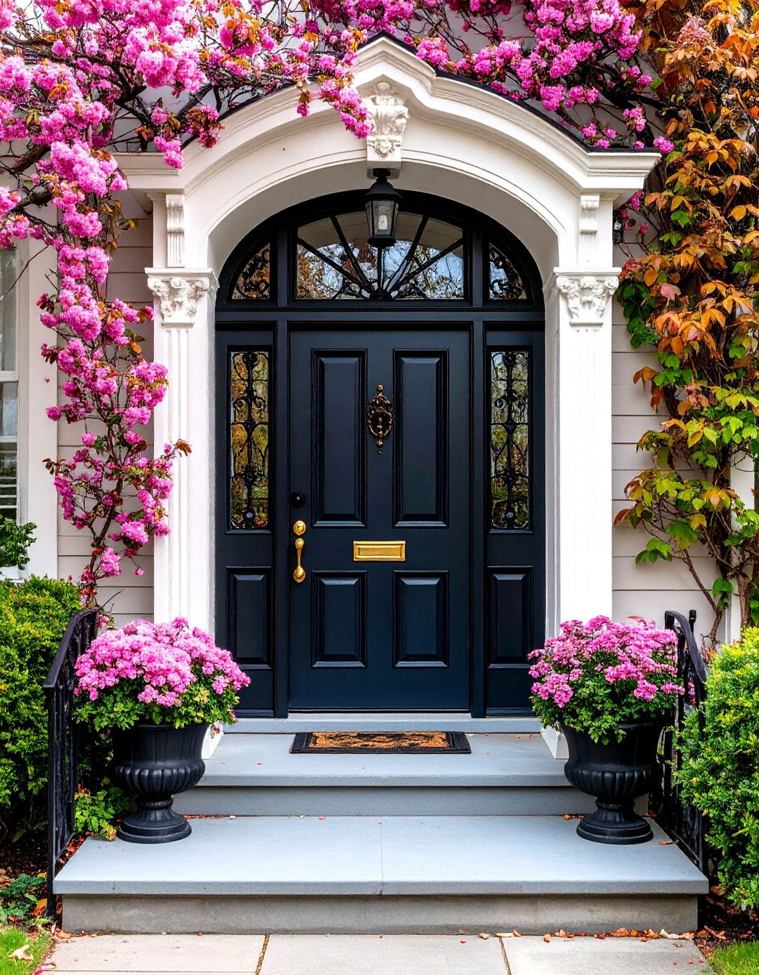 Victorian Elegance Black Entry - 24 White House Ideas With Black Doors