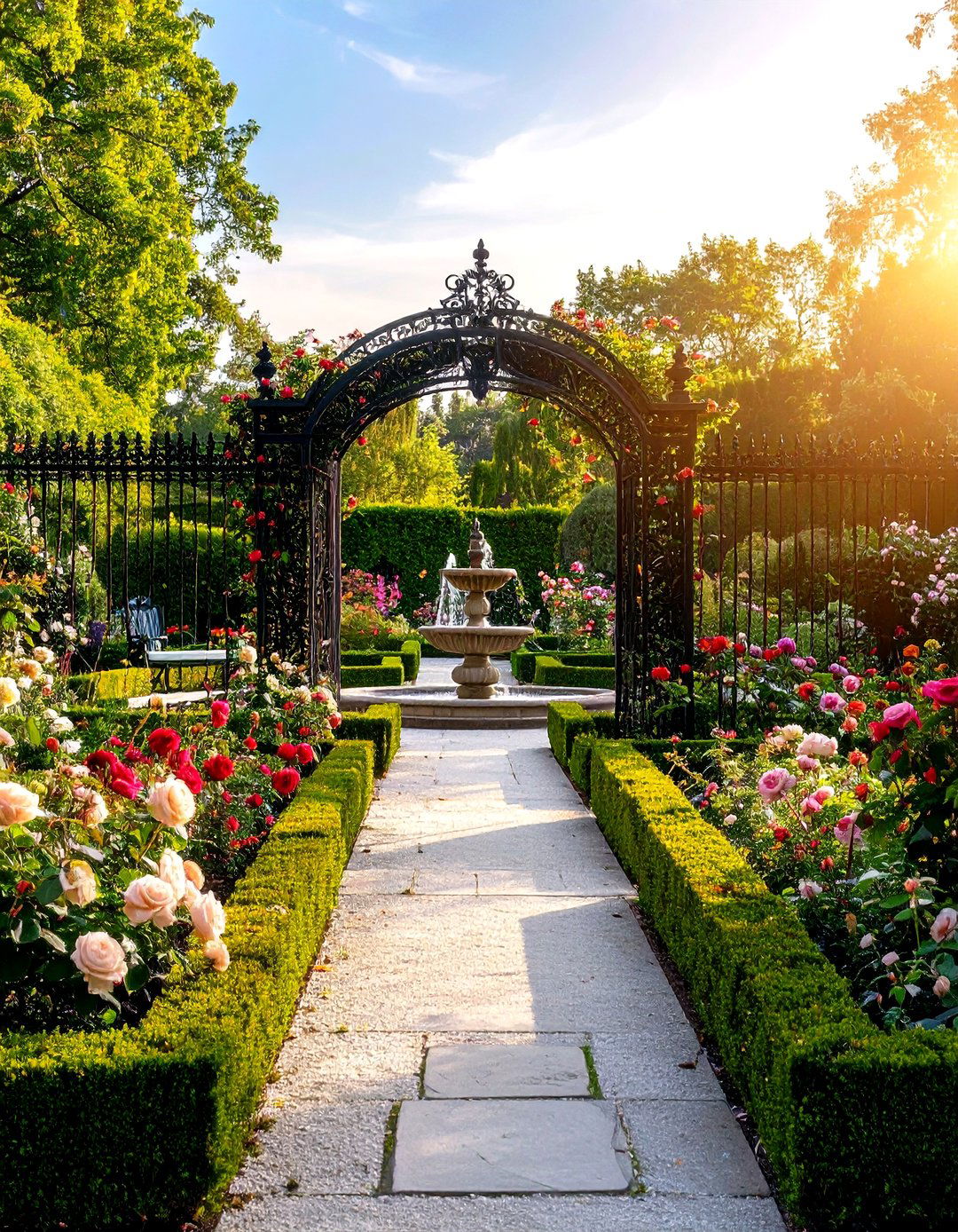Victorian Garden with Ornate Ironwork and Formal Plantings - 24 Garden Decor Ideas