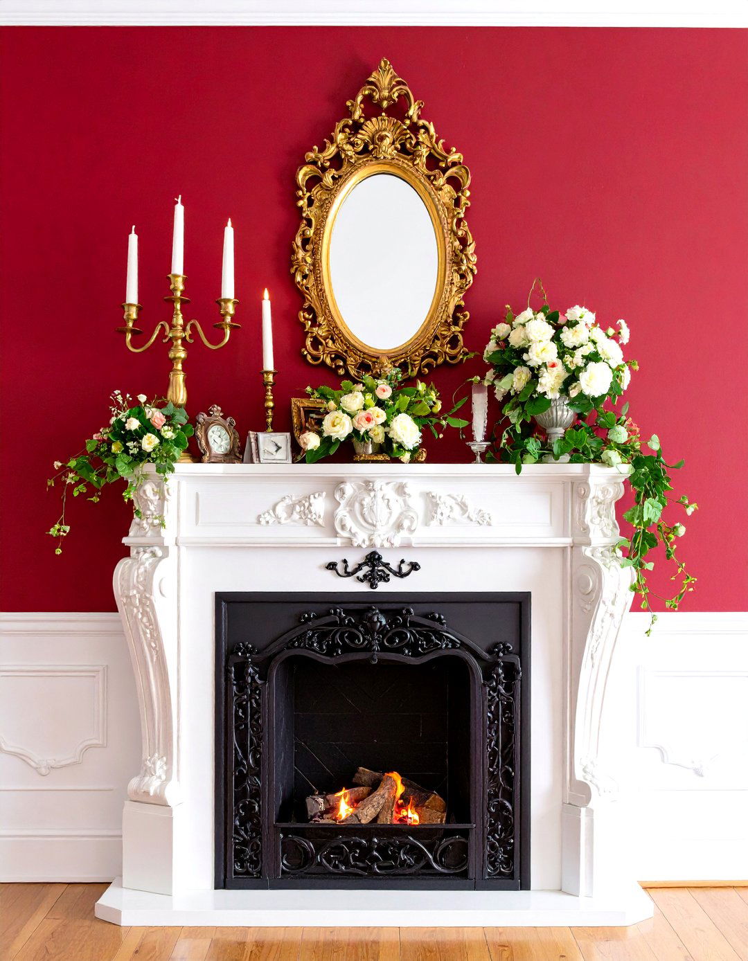 Victorian Gothic Fireplace with Ornate Details - 24 Fireplace Decor Ideas