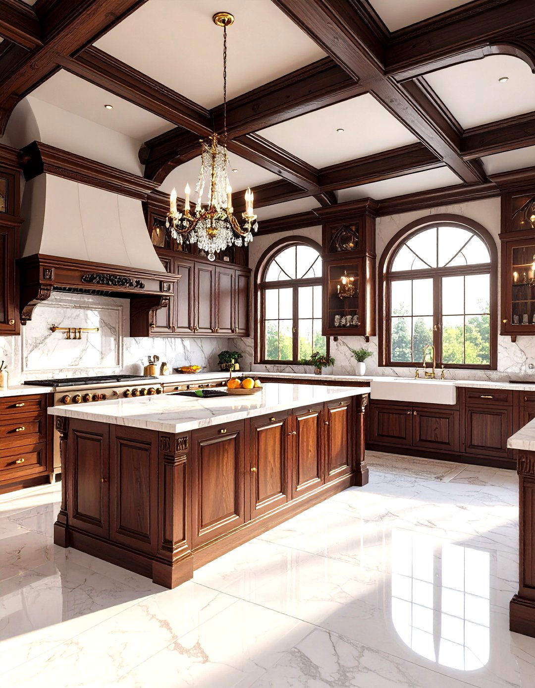Victorian Gothic Kitchen with Dark Wood and Ornate Details - 24 Sloped Ceiling Kitchen Ideas