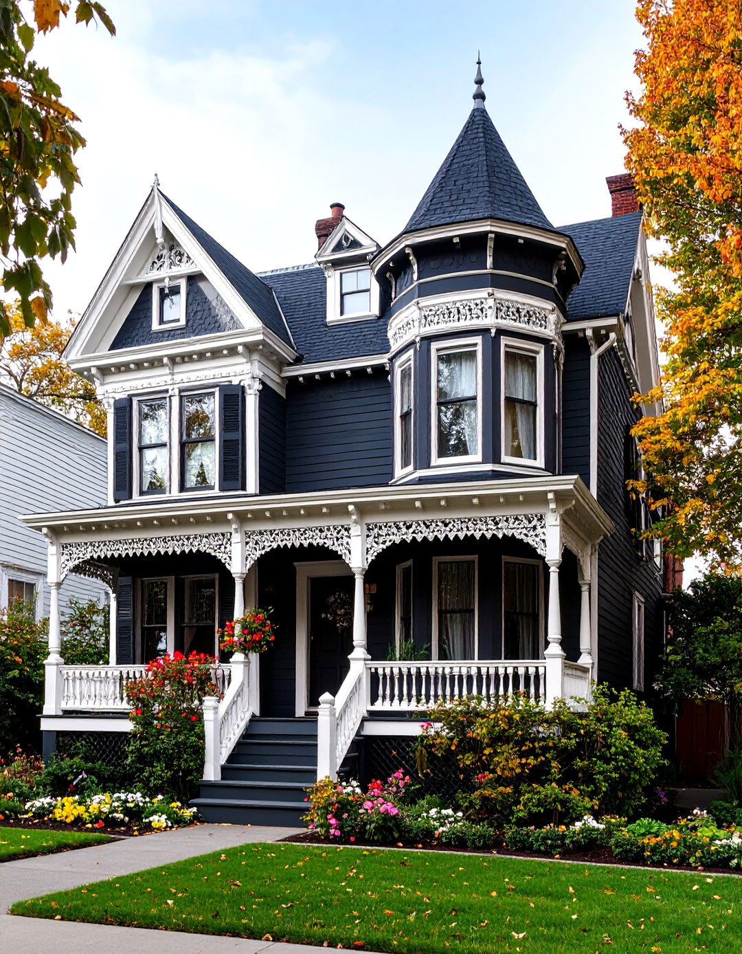 Victorian Gothic Revival Black and White - 24 Black and White House Exterior Ideas