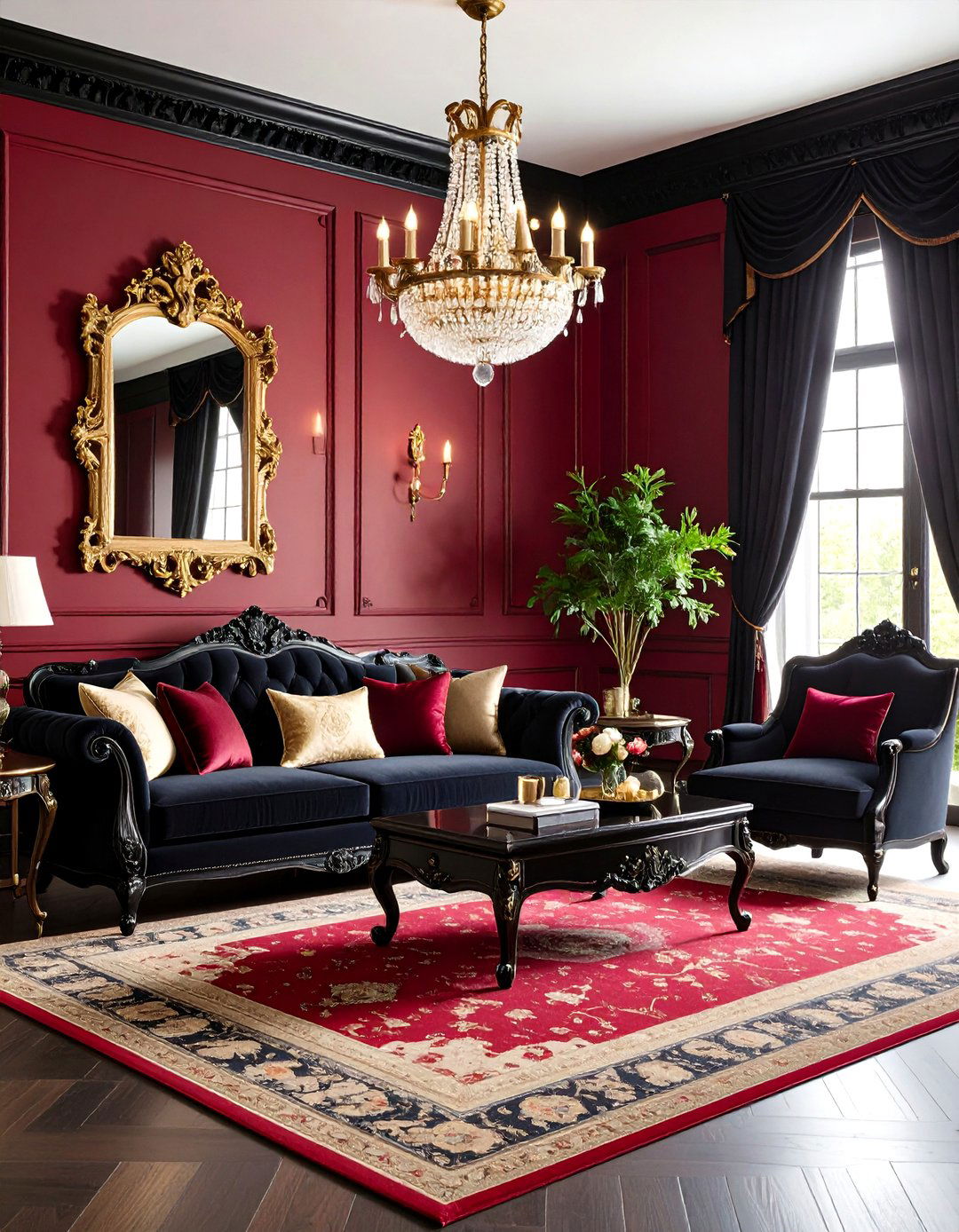 Victorian Gothic Revival Living Space - 24 Black and Red Living Room Ideas