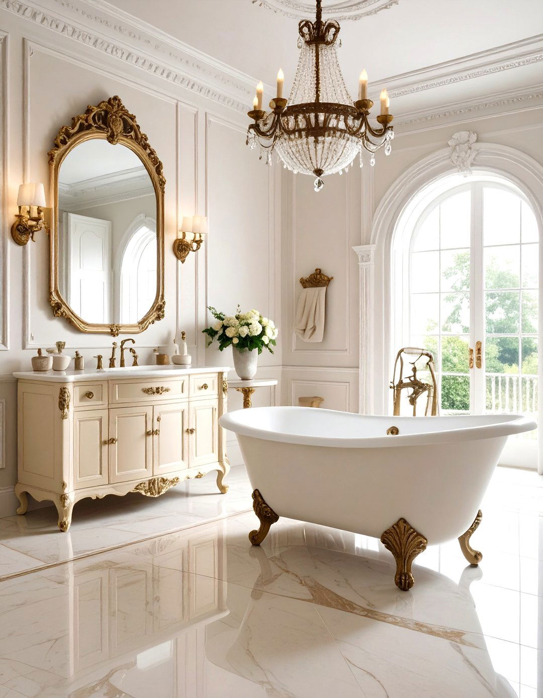 Victorian Grand Manor - 24 Beige and White Bathroom Ideas