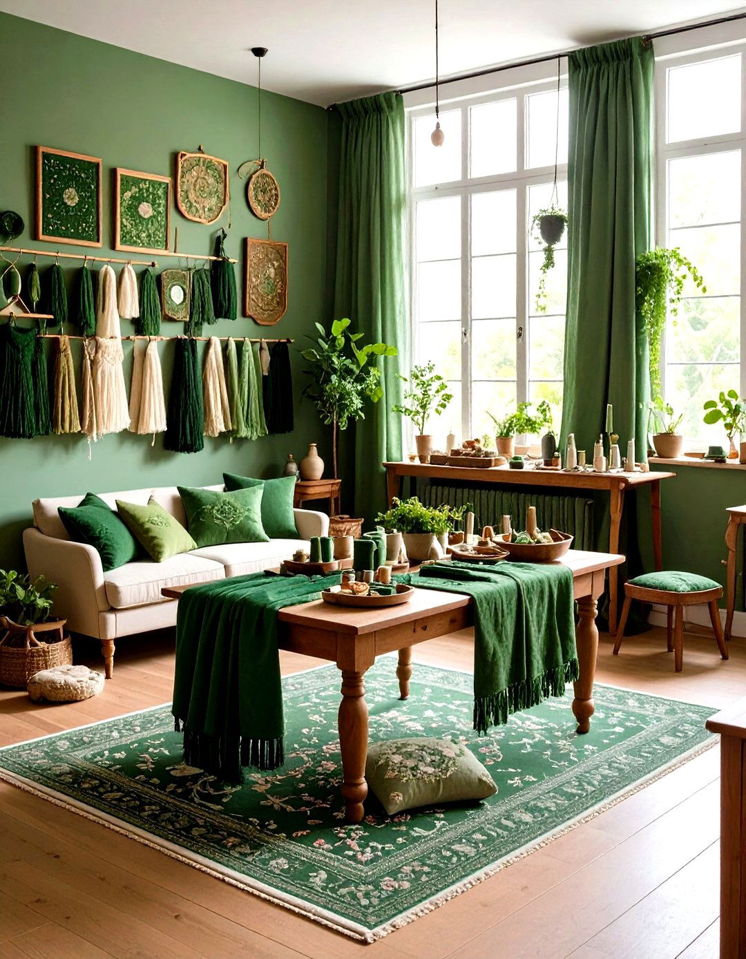 Victorian Green Needlework Display Gallery - 24 Victorian Dark Green Living Room Ideas