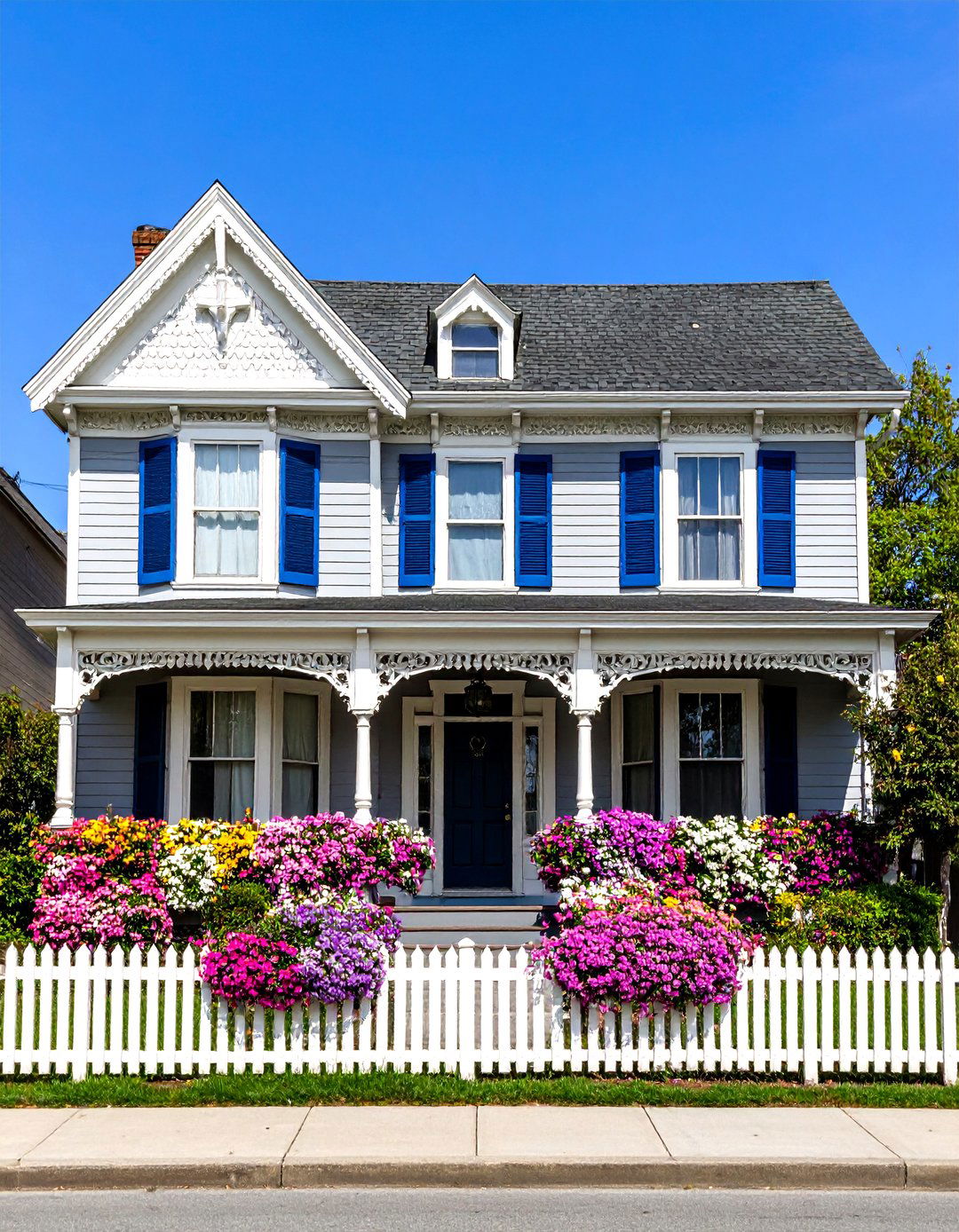 Victorian Light Grey Revival - 24 Light Grey House With White Trim Design Ideas