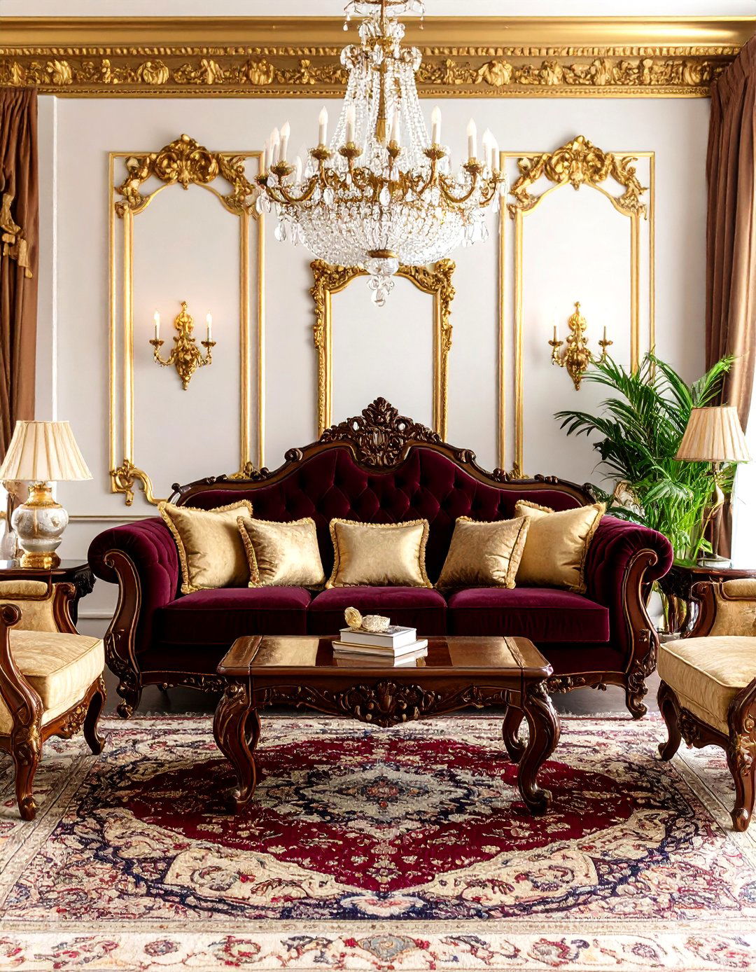 Victorian Living Room with Ornate Details and Rich Fabrics - 24 Cozy Living Room Ideas