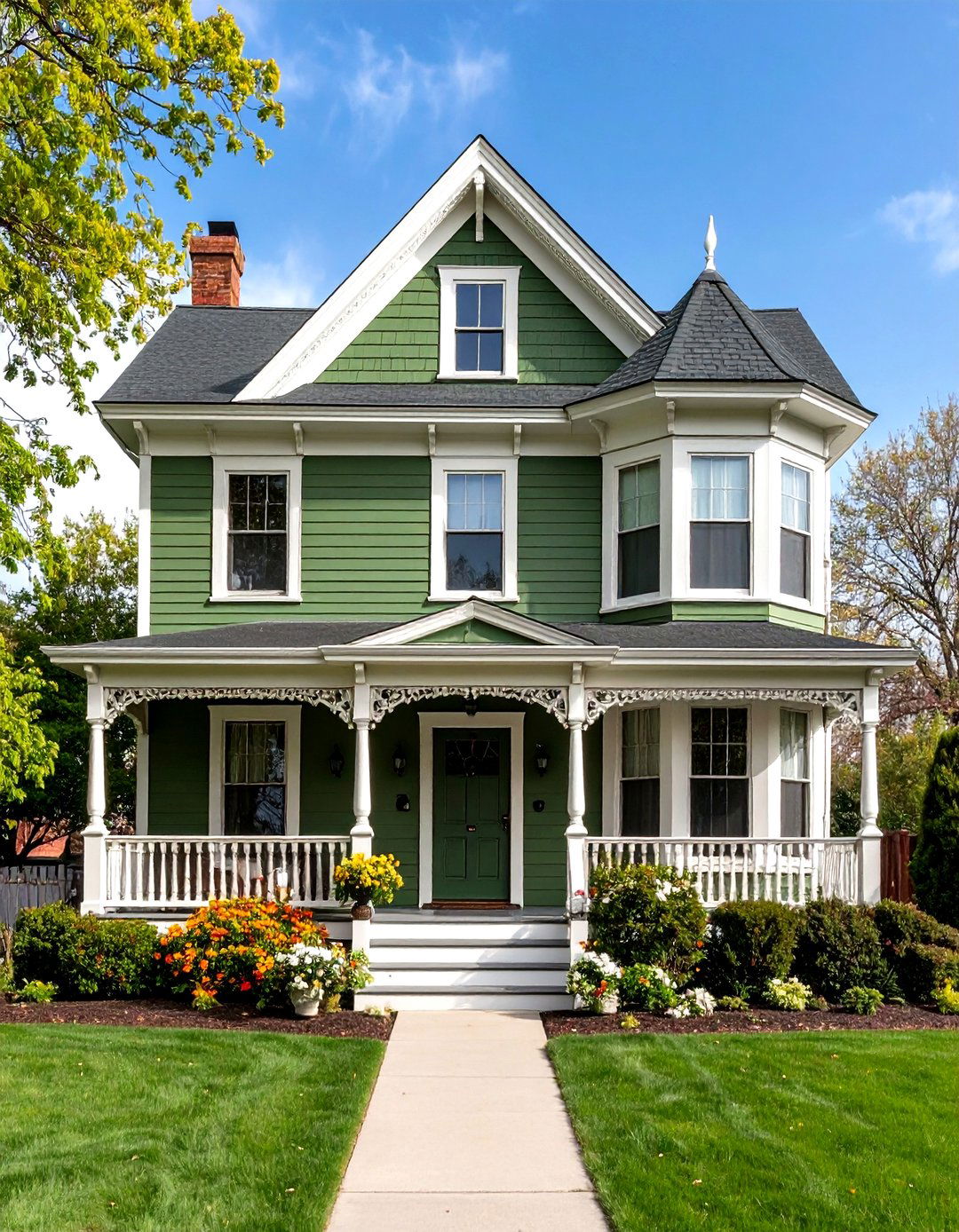 Victorian Olive Green Elegance - 24 Olive Green House Exterior Ideas
