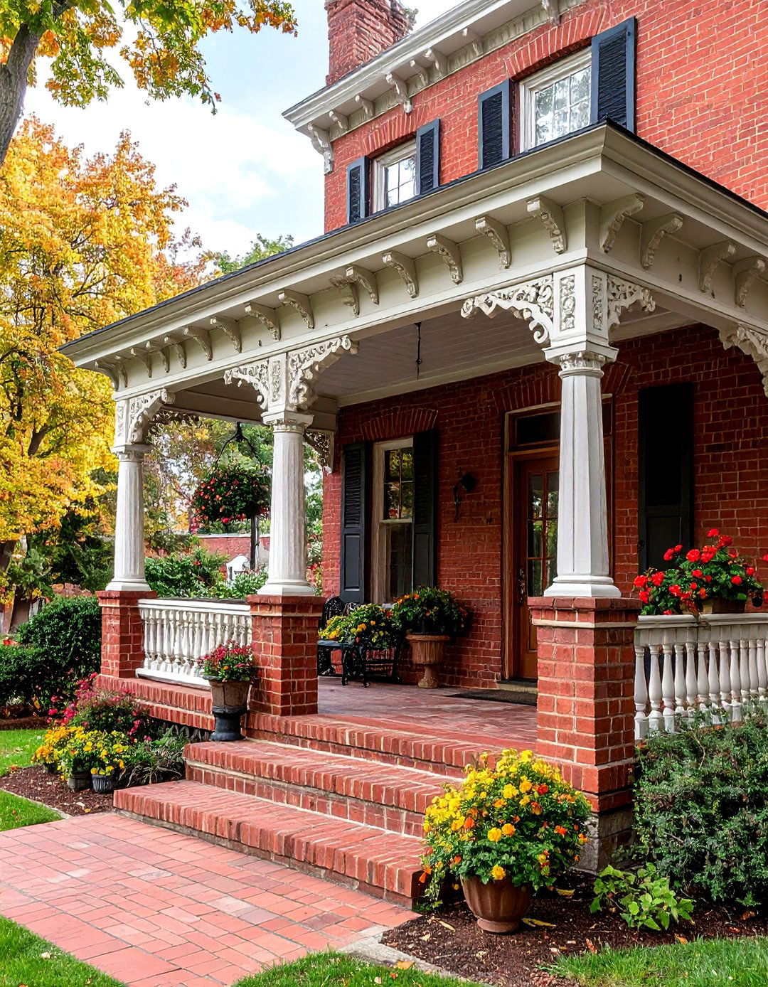 Victorian Ornate Brick Porch - 24 Brick Porch Ideas