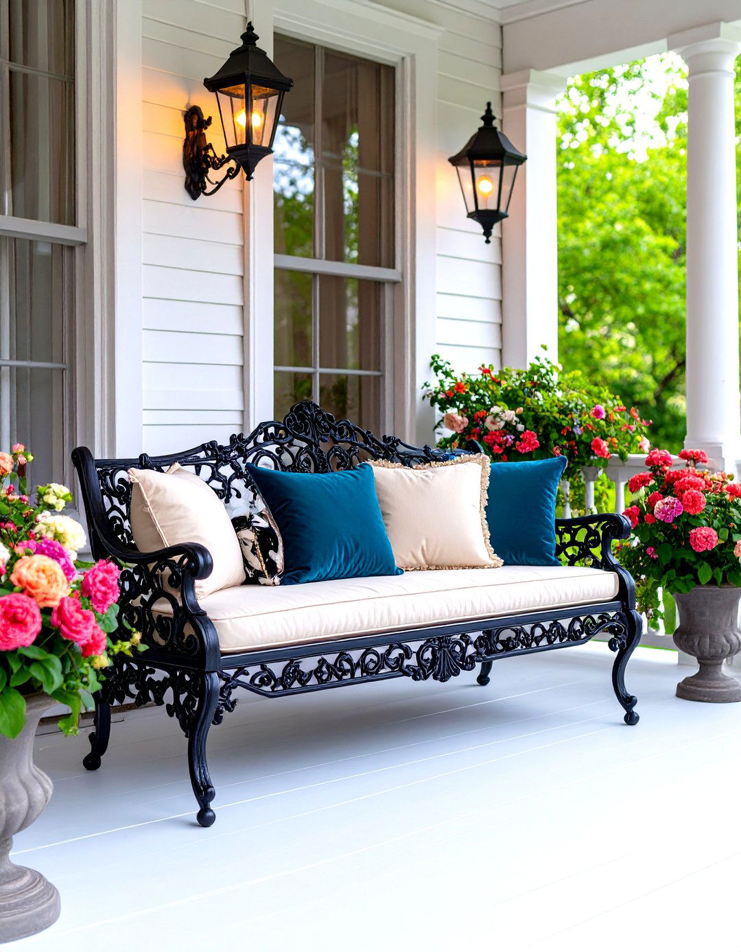 Victorian Ornate Cast Iron Bench - 24 Front Porch Bench Ideas