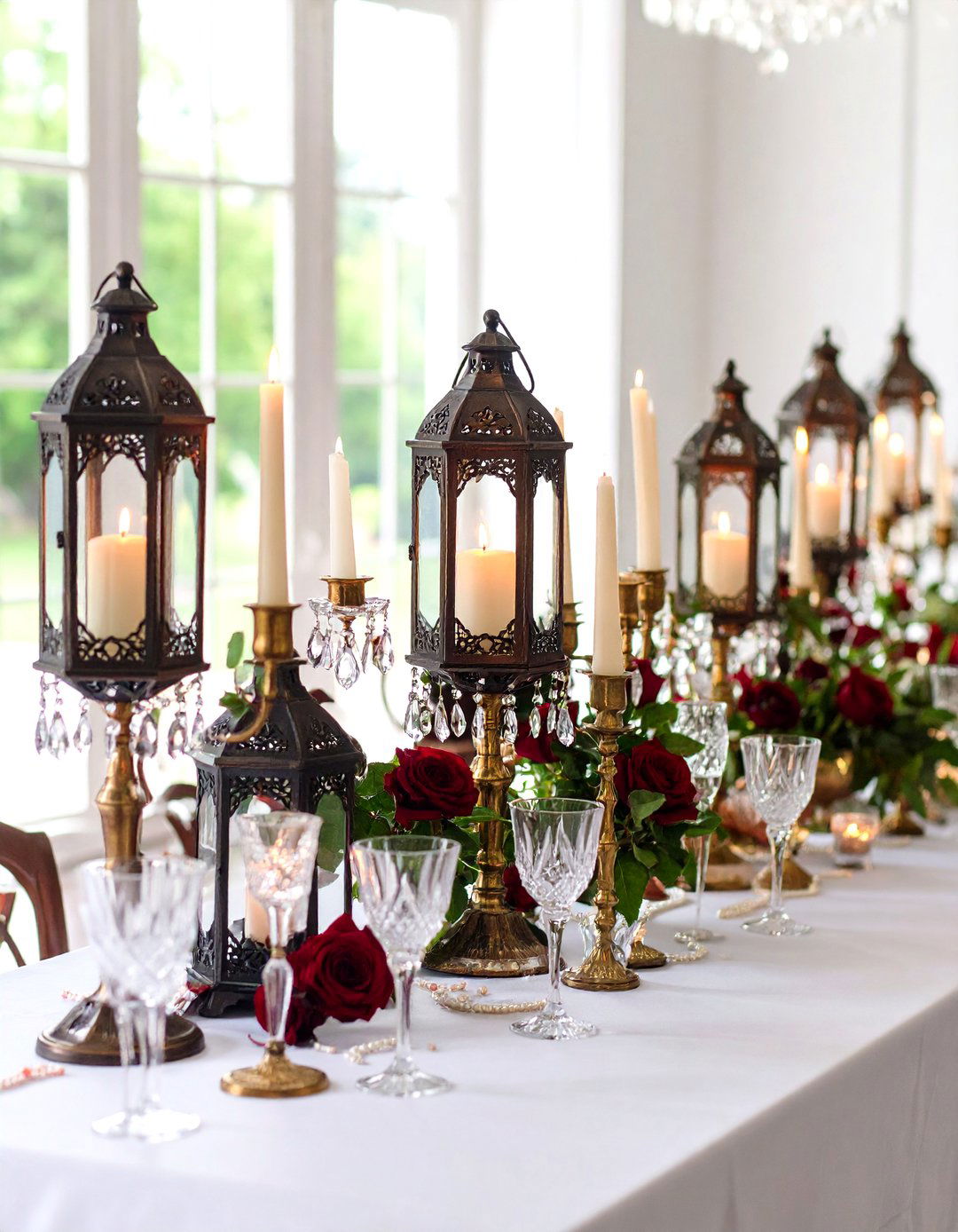 Victorian Ornate Lanterns with Crystal Accents - 24 Lantern Centerpiece Ideas