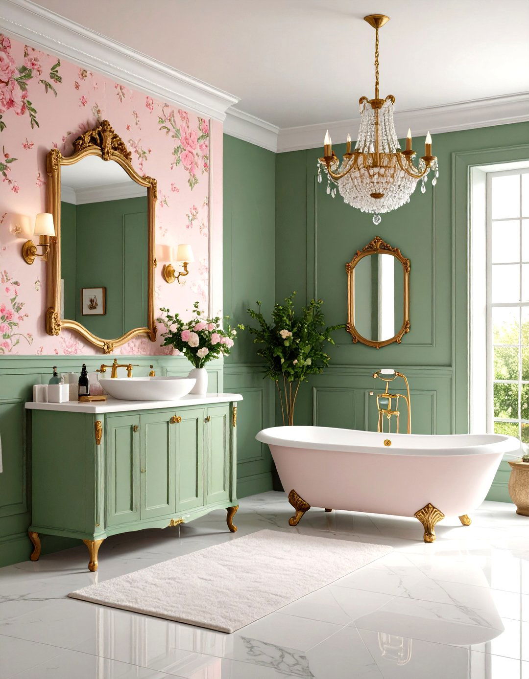 Victorian Pink and Green Garden Party - 24 Pink and Green Bathroom Design Ideas