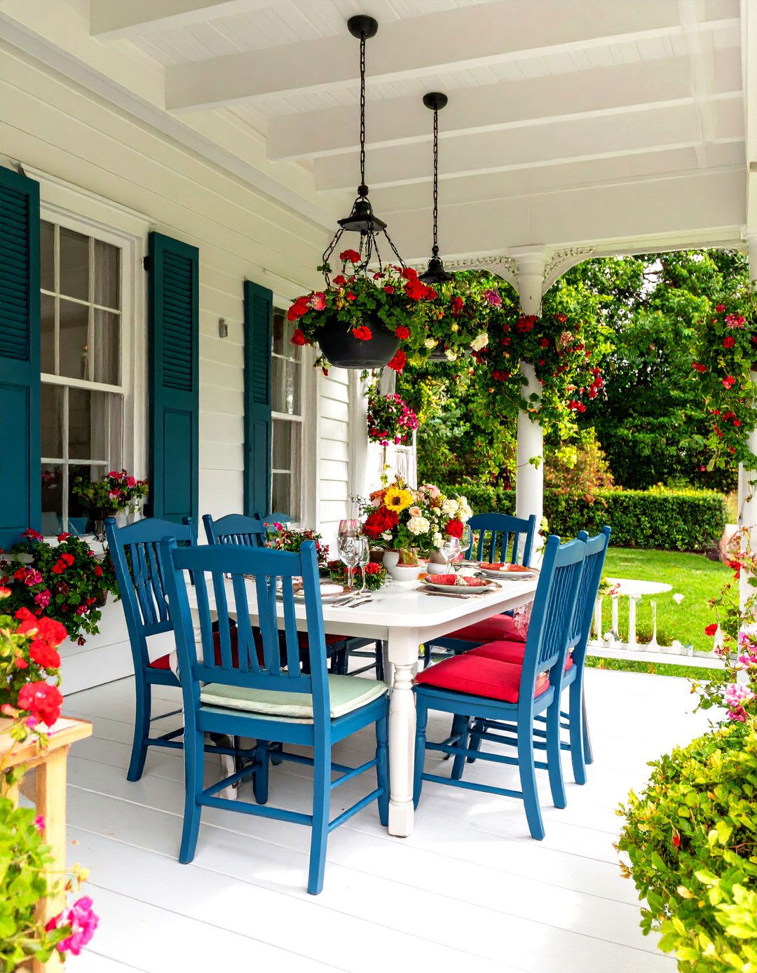 Victorian Porch with Outdoor Dining - 24 Victorian Porch Ideas