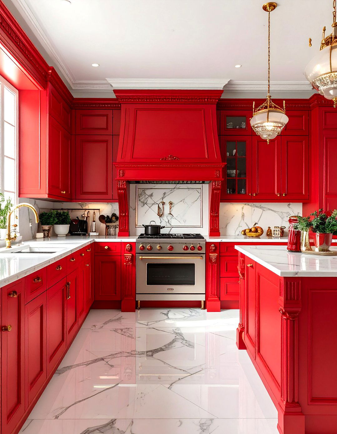 Victorian Red Kitchen Grandeur - 24 Red Kitchens