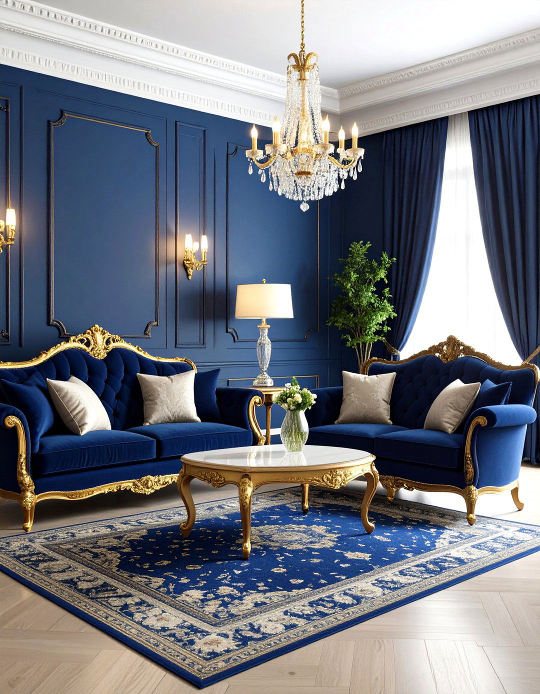 Victorian Royal Blue Living Room - 24 Royal Living Room Design Ideas