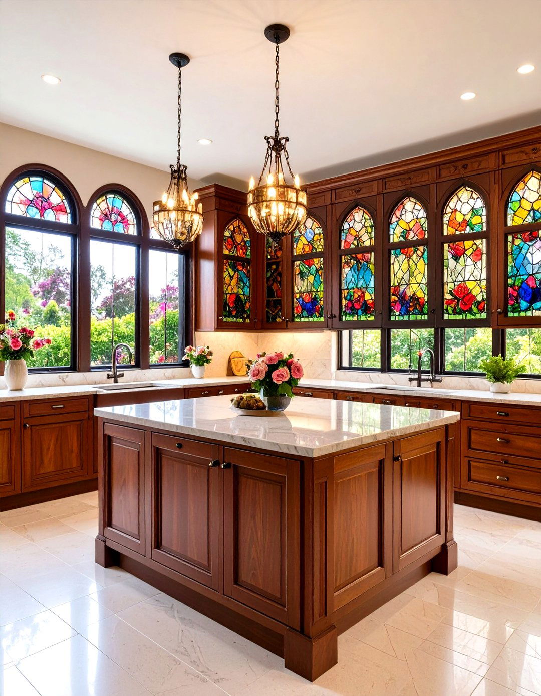 Victorian Stained Glass Window Features - 24 Victorian Kitchen Ideas