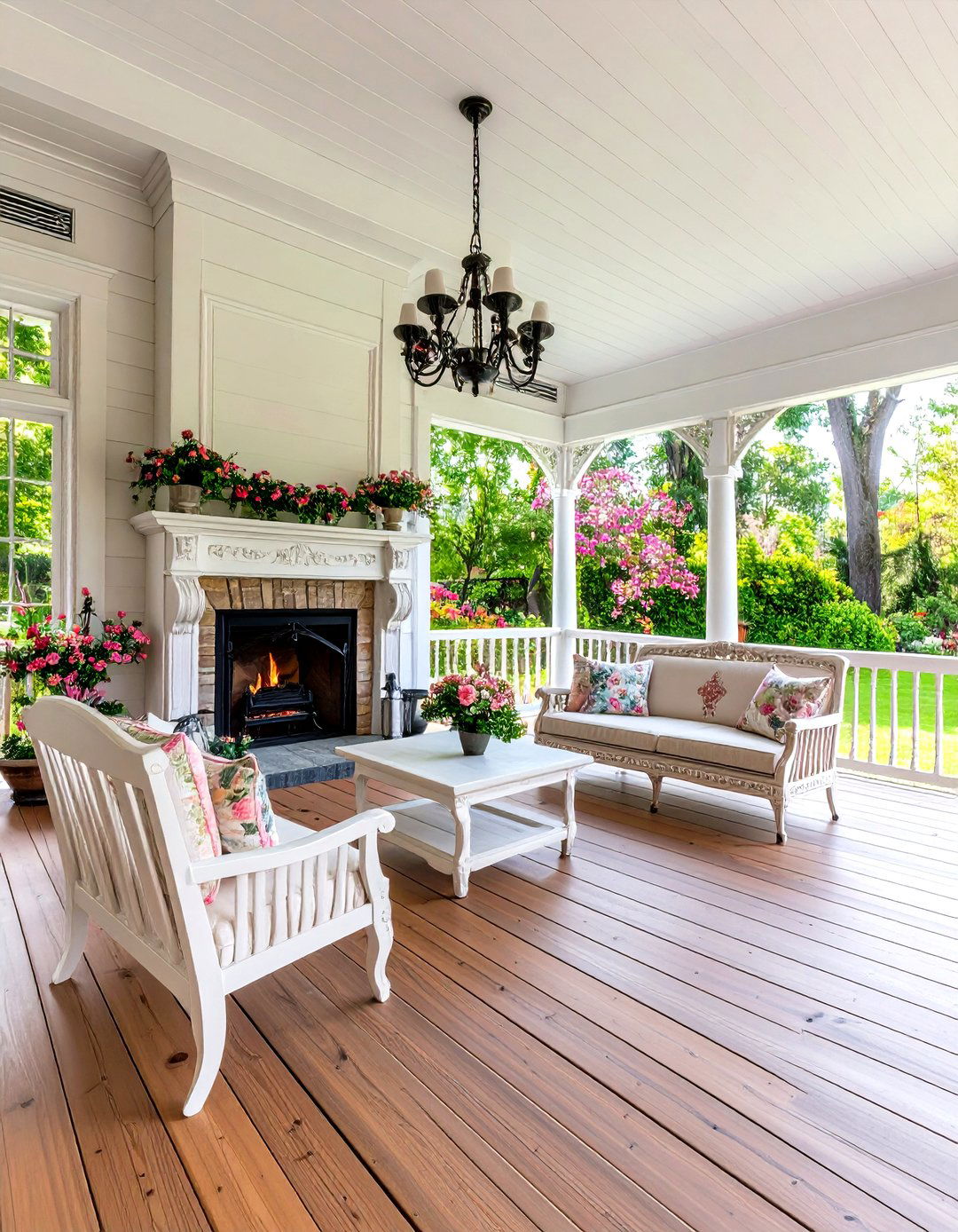 Victorian Style Covered Deck Fireplace - 24 Covered Deck With Fireplace Ideas