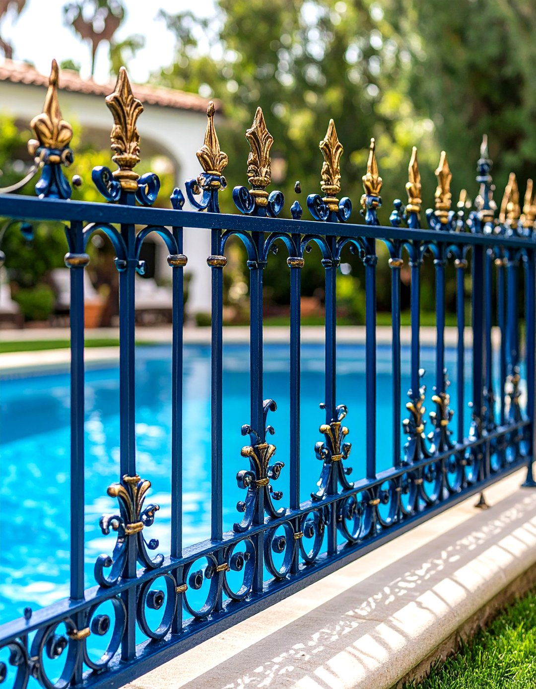 Victorian Style Pool Fence with Ornate Metalwork - 24 Pool Fence Ideas
