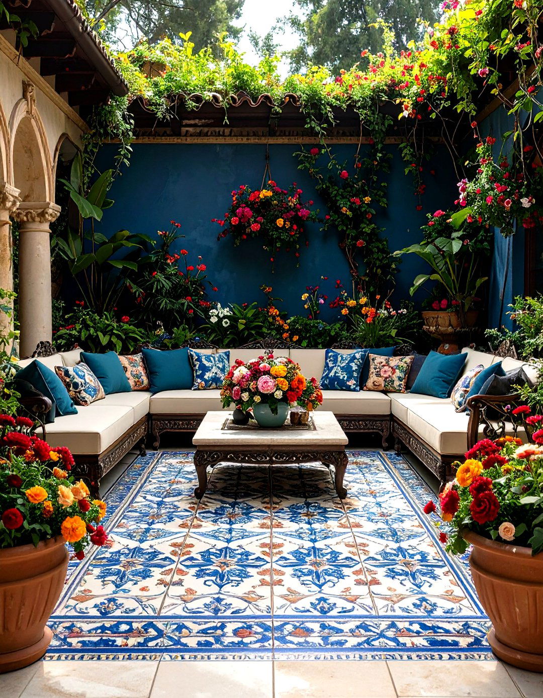 Victorian Tile Elegance - 24 Painted Concrete Patio Ideas
