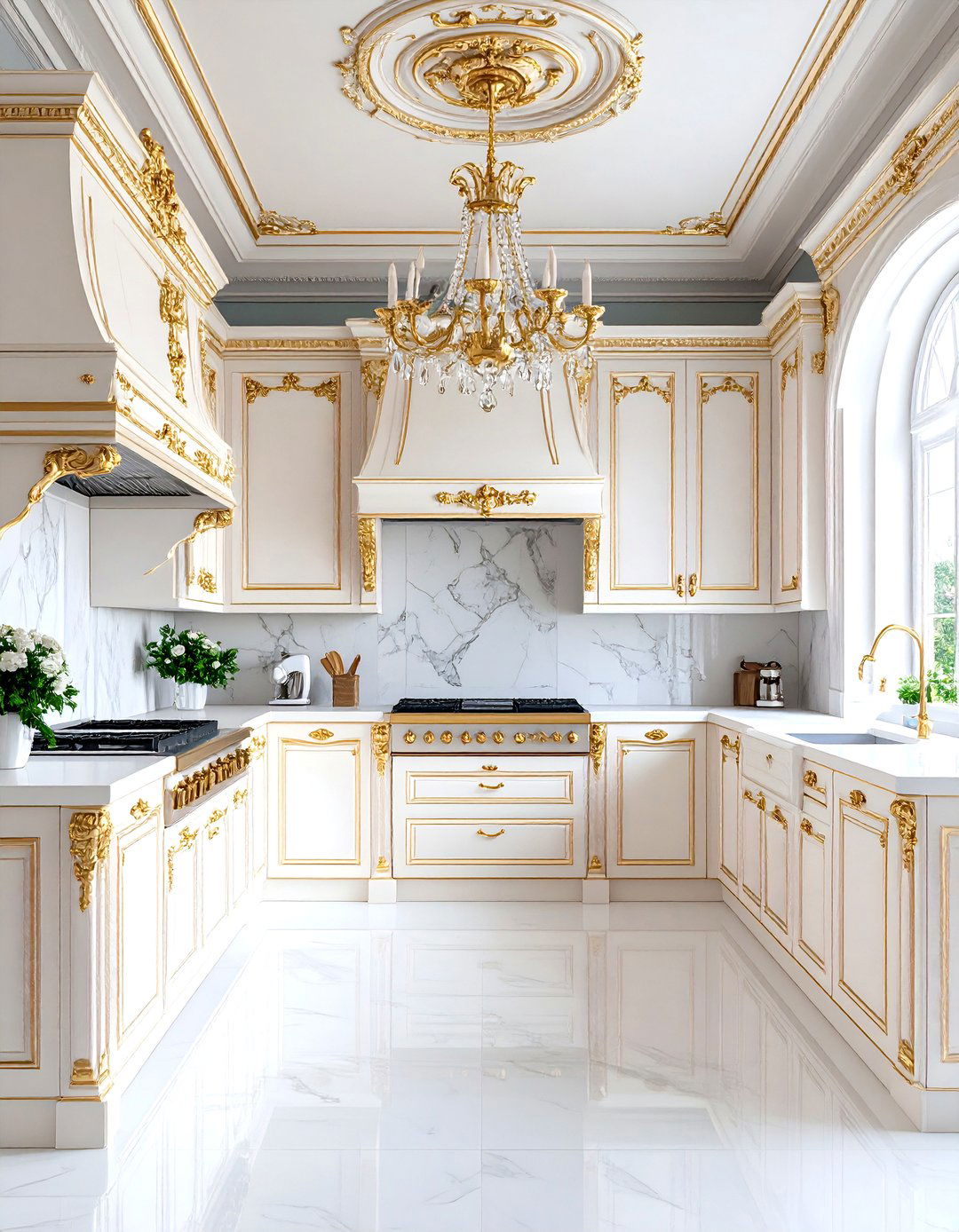 Victorian White and Gold Kitchen Theme - 24 White and Gold Kitchen Ideas