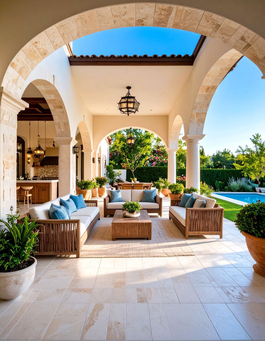 Villa Loggia Outdoor Living Room - 24 Italian Garden Design Ideas