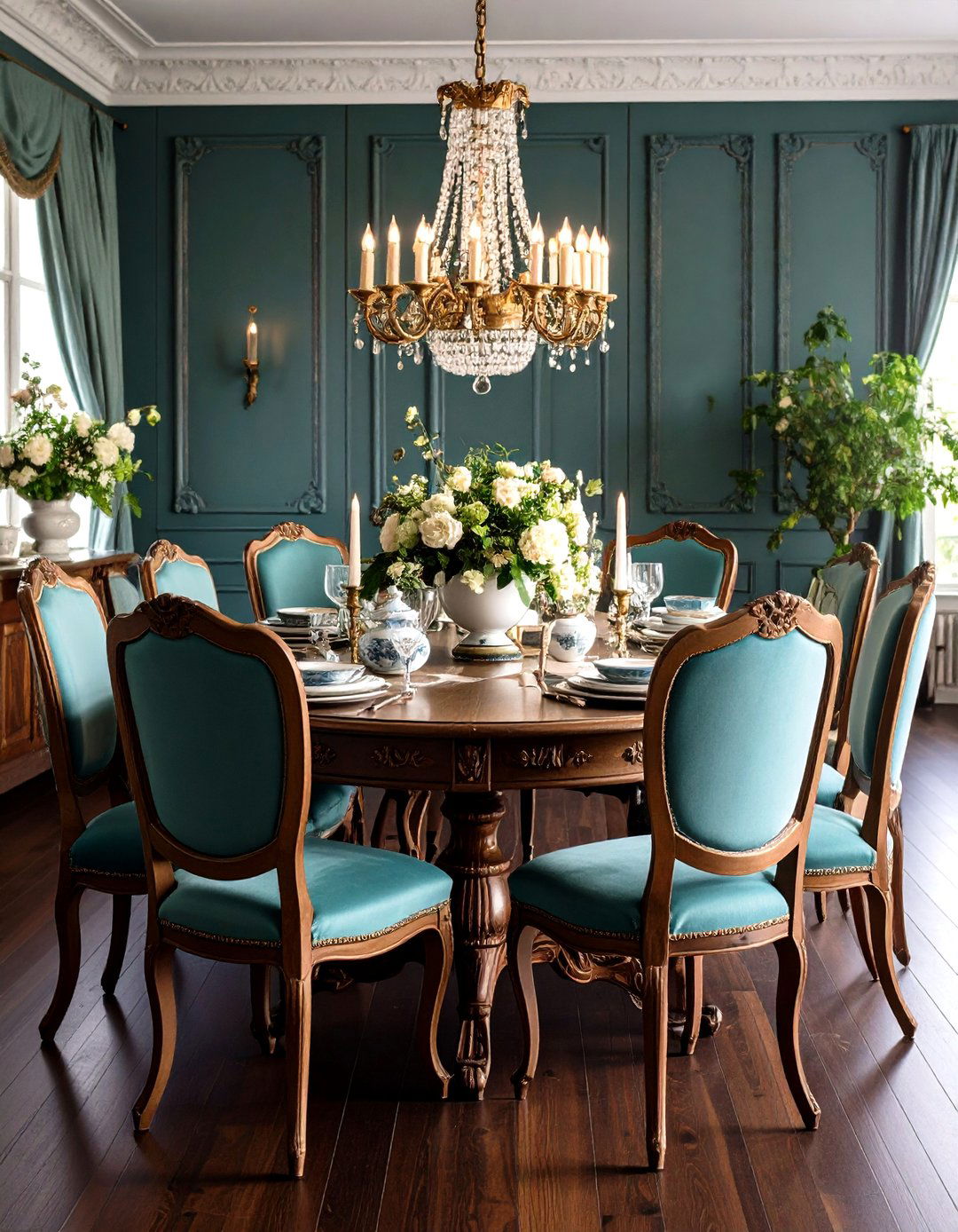 Vintage Antique Dark Wood Dining - 24 dark wood floor dining room ideas
