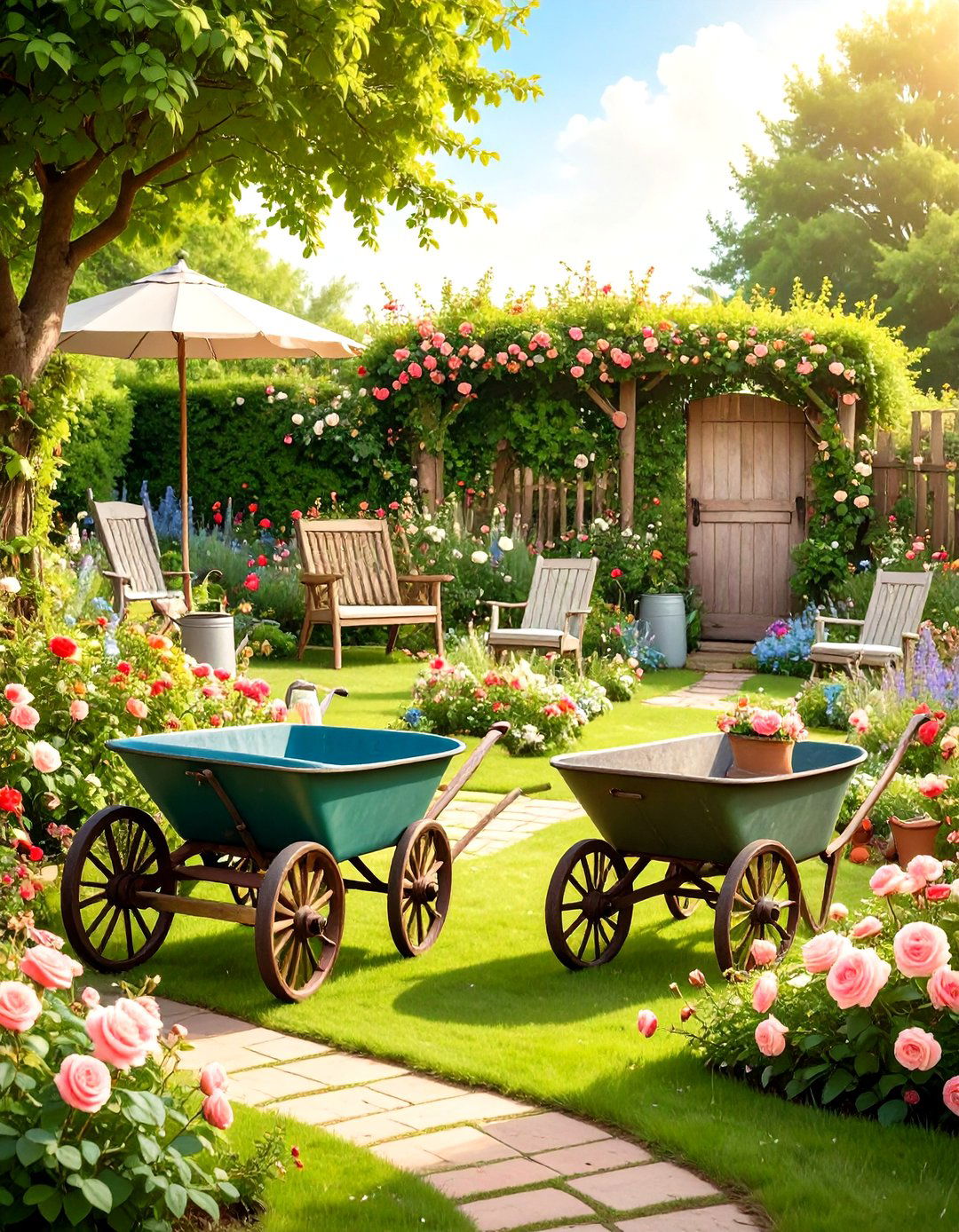 Vintage Antique Garden with Repurposed Collectibles and Heirlooms - 24 Garden Decor Ideas